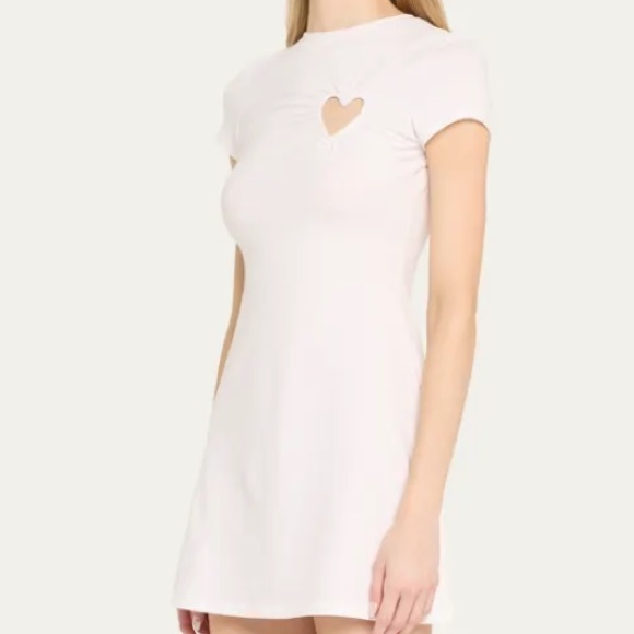 NEW SKIMS Cotton Jersey Cutout Heart Mini Dress in Snow - Picture 2 of 10